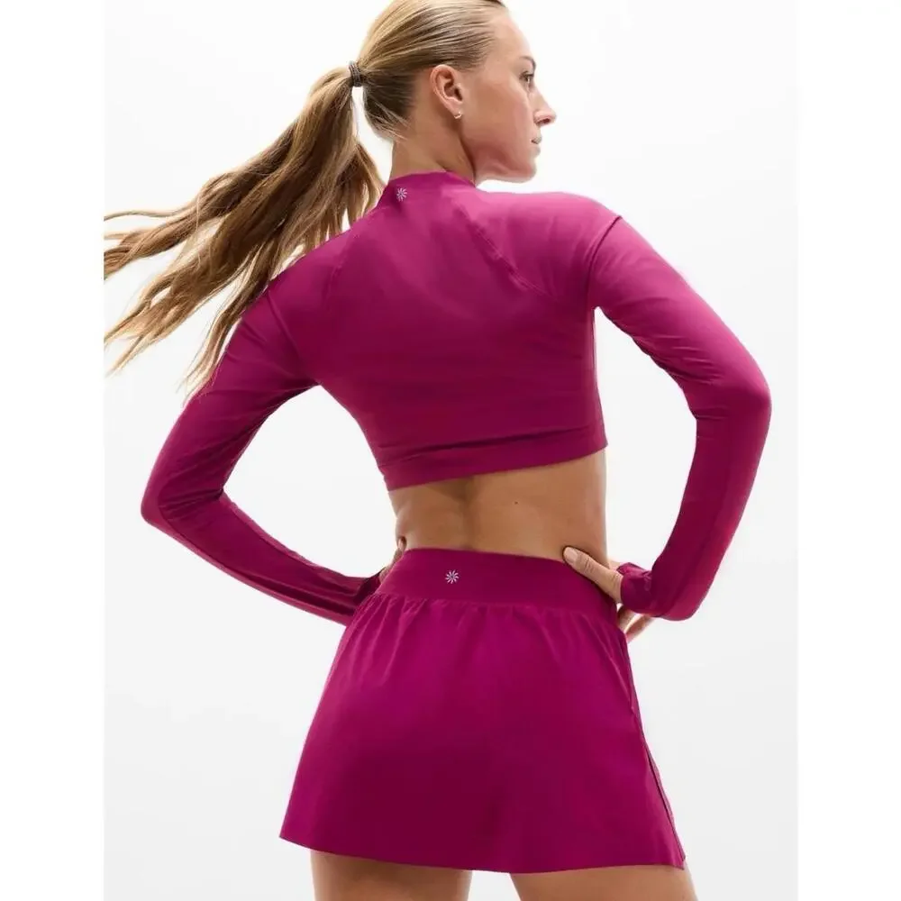 Athleta Fast Route Mid Rise 13” Run Skort Women’s X-Small Wildberry Preppy‎